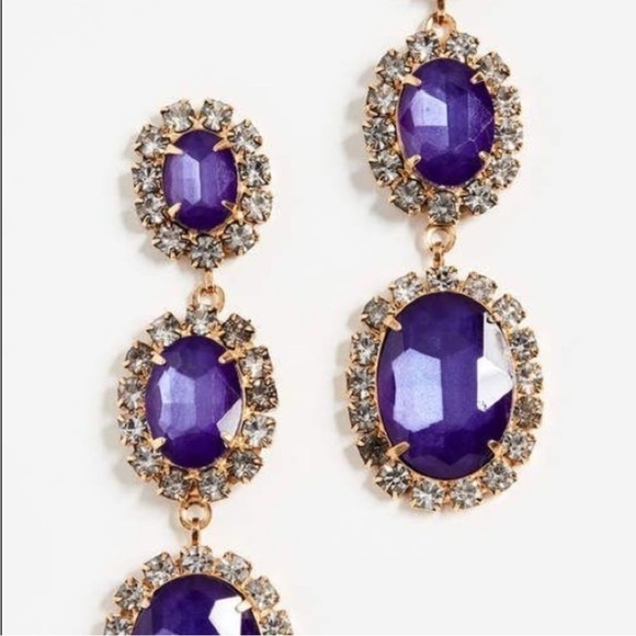 Elizabeth Cole Elegant Purple and Gold Drop Earrings - Picture 6 of 8